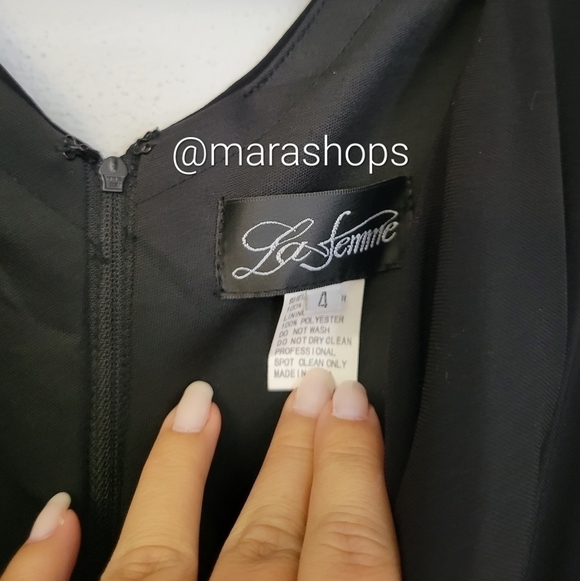 La Femme Ruched Jersey Sheath Gown - Picture 6 of 6